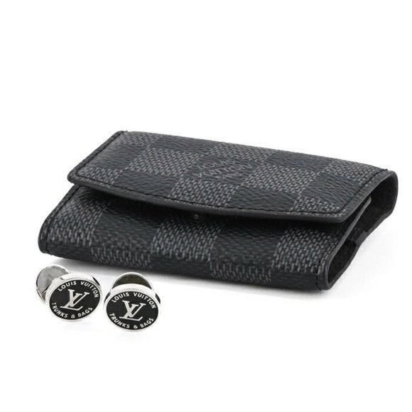 LOUIS VUITTON Louis Vuitton Cufflinks LV Award Silver Enamel Black Men's - Picture 1 of 6